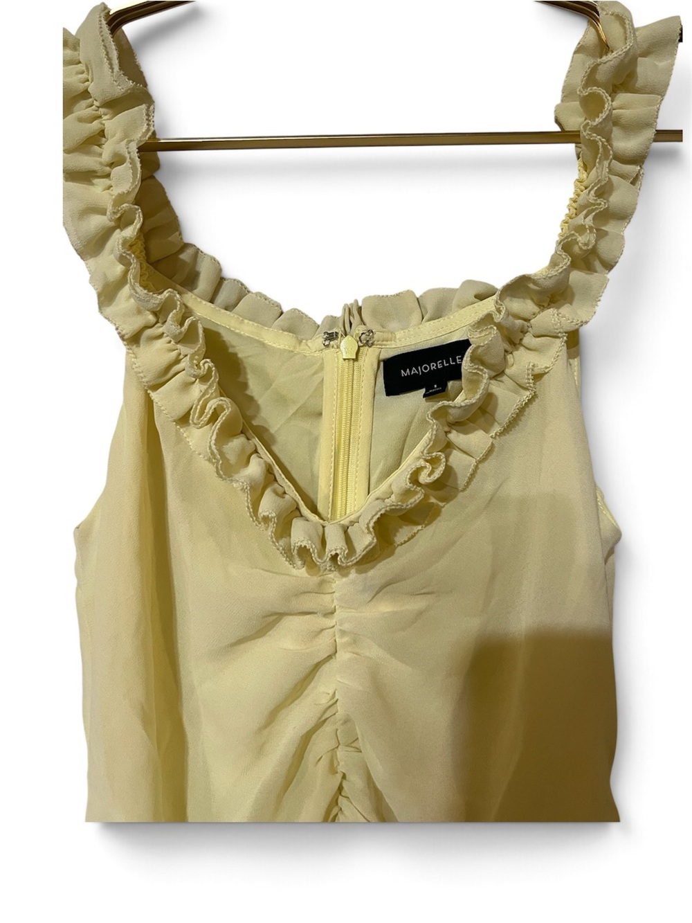 MAJORELLE Off-Shoulder Cream High-Low Ruffle Dress - Picture 6 of 6